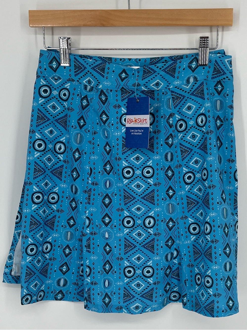 Rip Skirt Hawaii Big Beach Blue Geometric Print Wrap Skirt Women’s Size XS NWT!